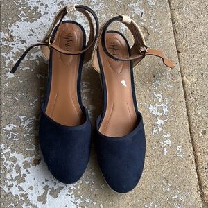 Sole Society Blue and Brown Espadrilles with Ankle Straps